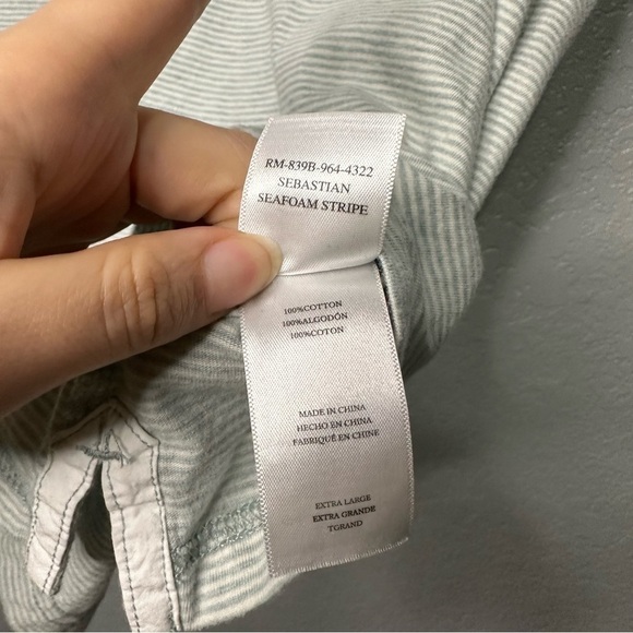 Rails Sebastian Blue Stripe‎ Polo Seafoam Short Sleeve Cotton Summer - Picture 10 of 10